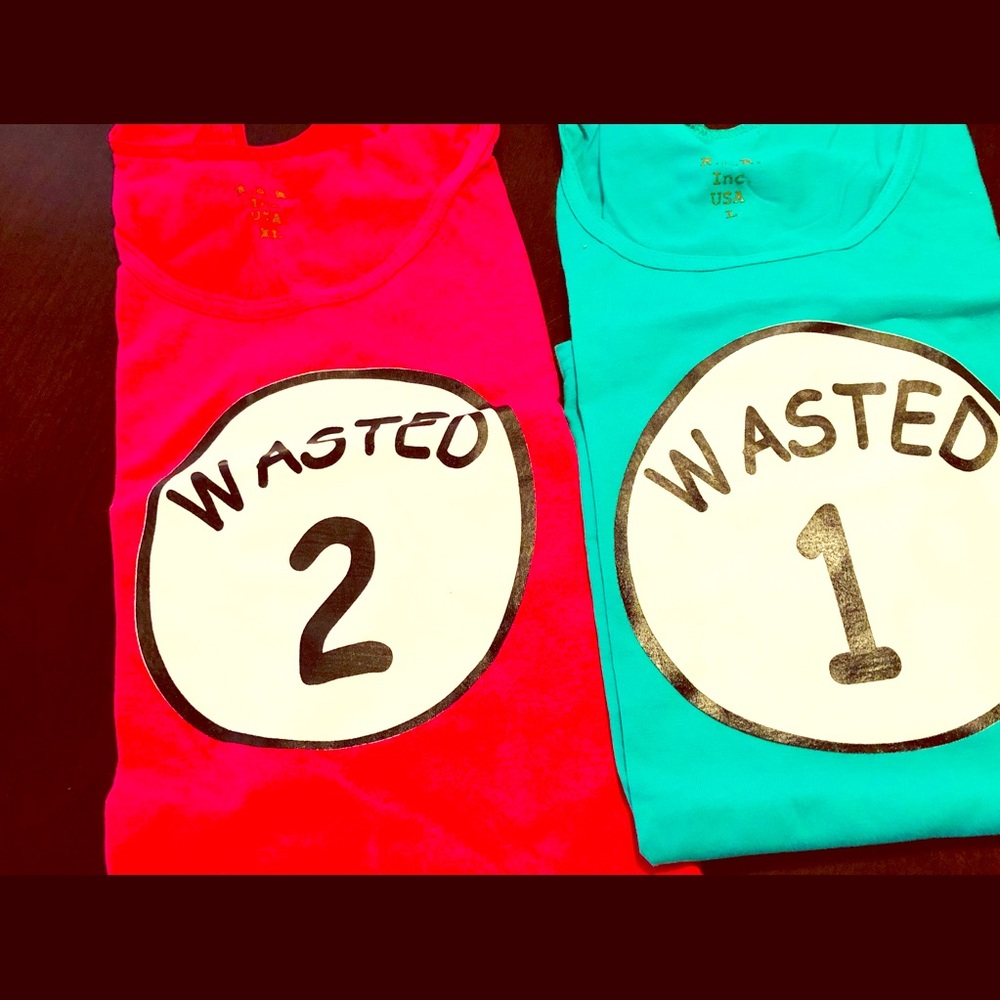 “Wasted-1 & Wasted-2”Tank tops HOT PINK DUMMER TOP